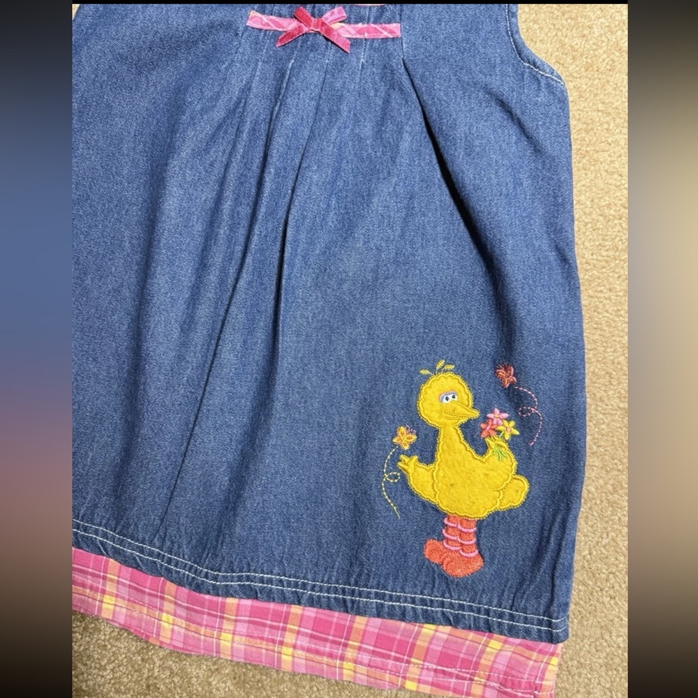 Vintage Sesame Street Big Bird Denim Dress Girl 5T | RARE - Picture 4 of 8